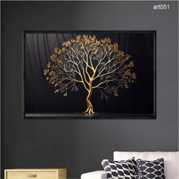 Quadro Decorativo - Arvore Dourada Art051 - Vidro com Impressão Uv - 80x60cm - 2