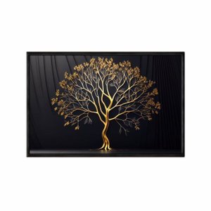 Quadro Decorativo - Arvore Dourada Art051 - Vidro com Impressão Uv - 80x60cm