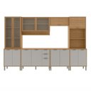 Ver imagem 2 de Cozinha Compacta Modulada 6 Peças 340cm 15 Portas e 2 Gavetas Colors Marrom Freijó/Cinza Chalck