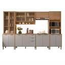 Ver imagem 7 de Cozinha Compacta Modulada 6 Peças 340cm 15 Portas e 2 Gavetas Colors Marrom Freijó/Cinza Chalck