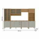 Ver imagem 3 de Cozinha Compacta Modulada 6 Peças 340cm 15 Portas e 2 Gavetas Colors Marrom Freijó/Cinza Chalck