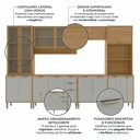Ver imagem 5 de Cozinha Compacta Modulada 6 Peças 340cm 15 Portas e 2 Gavetas Colors Marrom Freijó/Cinza Chalck