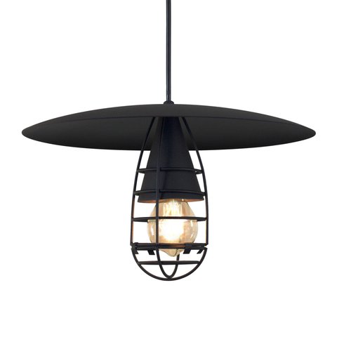 Pendente Chapéu Luminária de Teto 37 Cm Moderno Preto