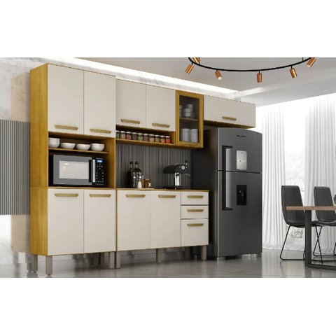 Cozinha Modular Ávila 11 Portas 2 Gavetas - CHF Móveis:Cinamomo/Off White
