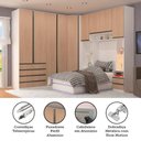 Ver imagem 5 de Quarto Completo de Canto Solteiro com 7 Módulos Prime Plus Luciane Móveis