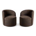 Ver imagem 1 de Kit 02 Poltronas Curva Orgânica Nature Gaia Veludo Marrom - Montanaris Decor