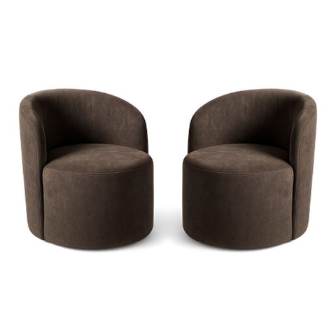 Kit 02 Poltronas Curva Orgânica Nature Gaia Veludo Marrom - Montanaris Decor
