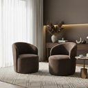 Ver imagem 2 de Kit 02 Poltronas Curva Orgânica Nature Gaia Veludo Marrom - Montanaris Decor