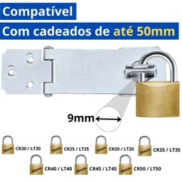 Dobradiça Porta Cadeado Fecho Trinco Zincado 14cm para Portão Gaveta Armário | Silvana | Kit 05 Un - 4