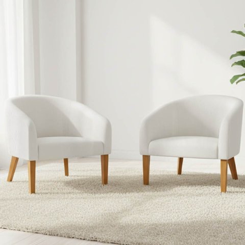 Poltrona Sala Decorativa Kit 2 Stella Pé Madeira Trapézio Castanho Sintético D03 - D’Rossi