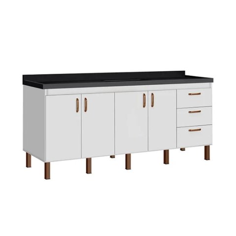 Gabinete de Cozinha 174 cm 4 Portas 3 Gavetas Balcão Branco:Branco