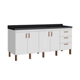 Gabinete de Cozinha 174 Cm 4 Portas 3 Gavetas Balcão Branco:branco - 1
