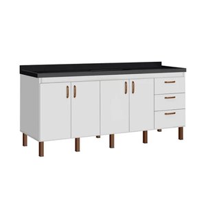 Gabinete de Cozinha 174 Cm 4 Portas 3 Gavetas Balcão Branco:branco