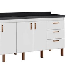 Gabinete de Cozinha 174 Cm 4 Portas 3 Gavetas Balcão Branco:branco - 4