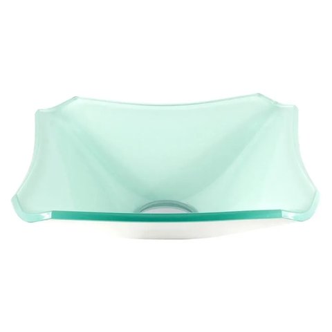 CUBA DE VIDRO QUADRADA CHANFRADA 34CM BRANCA