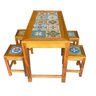 Conjunto Mesa de Jantar 120x60 com 4 Banquetas Ladrilho 32x32 Decoração Móveis Cozinha Bistro - 1