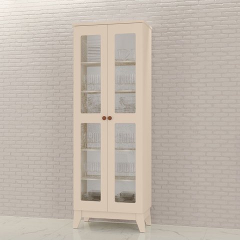 Cristaleira Maya Tuboarte 100% em Mdf com 2 Portas e Kit Pés