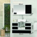 Ver imagem 2 de Conjunto Gabinete Banheiro POLO 80cm Branco/Preto - Gabinete + Cuba + Espelheira + Tampo Vidro