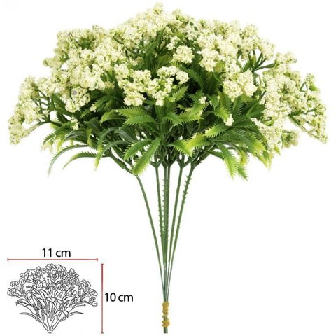 Planta Artificial Folhagem Pick Grass Gipson X5 com 6 Hastes Creme 23cm