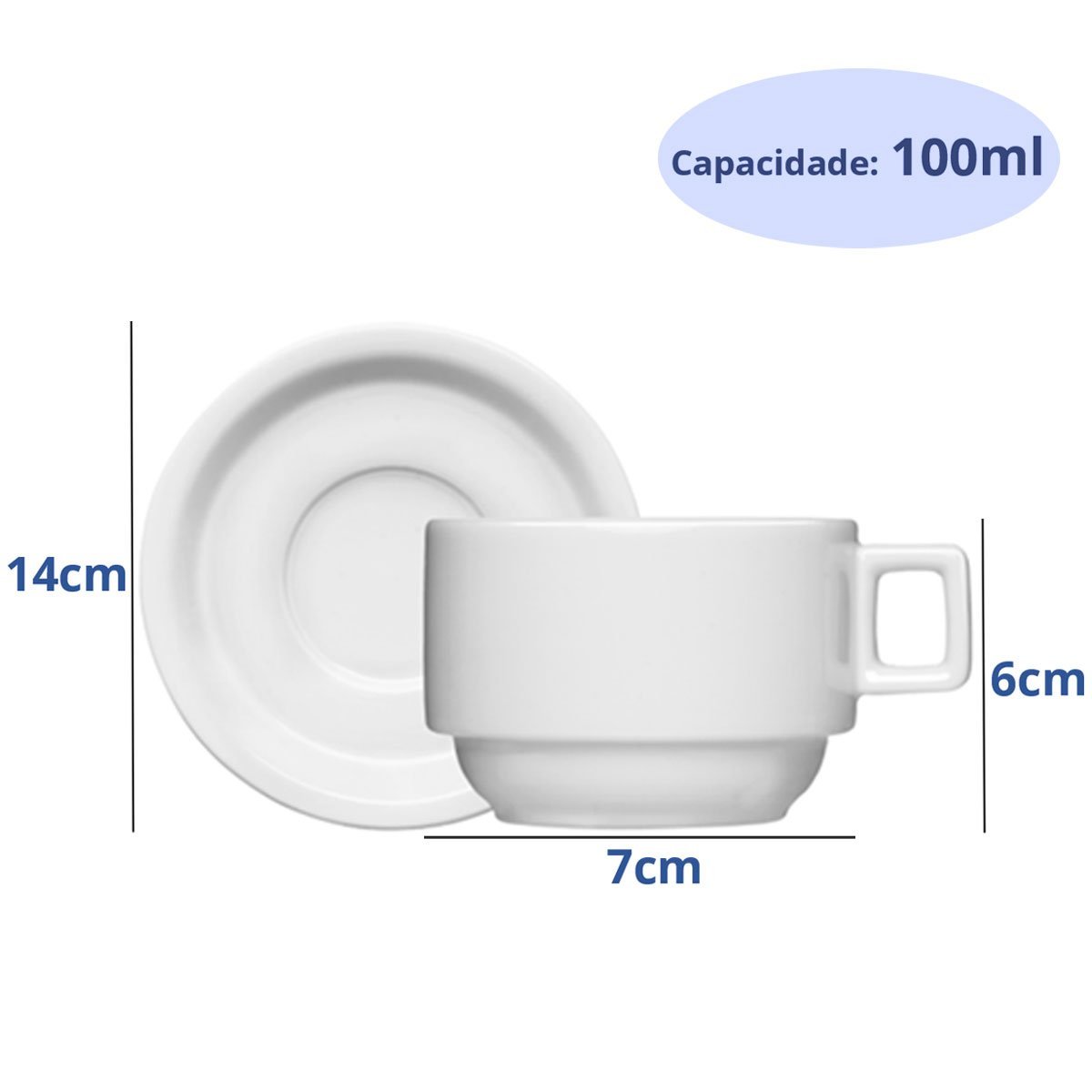 Jogo 4 Xícaras de Café Chá com Pires 100ml Bar Hotel Germer em Porcelana Branca - 3