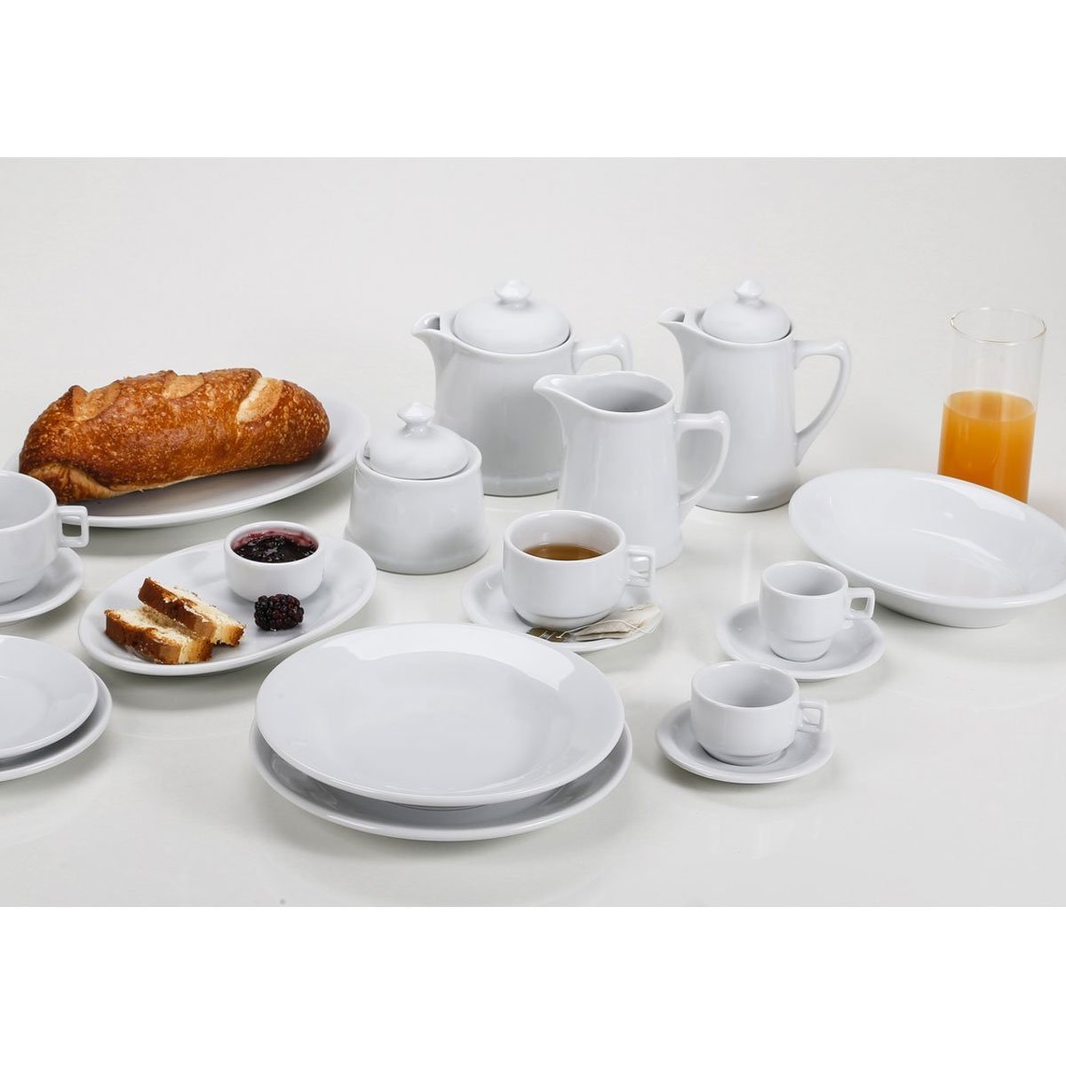 Jogo 4 Xícaras de Café Chá com Pires 100ml Bar Hotel Germer em Porcelana Branca - 4