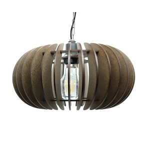 Lustre Luminária Pendente de Madeira Mdf Mod. Sophia Pq Reto Tabaco