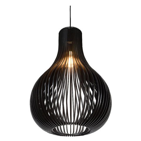 Luminária Teto tipo Pendente MADRI MDF Completa -:Preta
