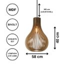 Ver imagem 3 de Luminária Teto tipo Pendente MADRI MDF Completa -:Preta