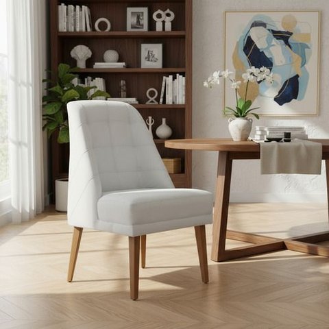 Cadeira de Jantar Paris Suede Branco Suede Branco