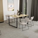 Ver imagem 3 de Kit 6 Cadeiras Decorativa Estofada Para Sala De Jantar Base Em Aço Allana L02 Linho Cru - Lyam