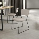 Ver imagem 4 de Kit 6 Cadeiras Decorativa Estofada Para Sala De Jantar Base Em Aço Allana L02 Linho Cru - Lyam