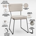 Ver imagem 5 de Kit 6 Cadeiras Decorativa Estofada Para Sala De Jantar Base Em Aço Allana L02 Linho Cru - Lyam