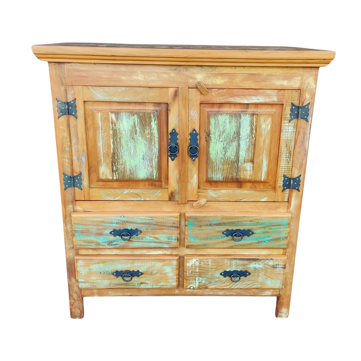 Balcão Buffet Arcaz 4 Gavetas Madeira de Demolição 90cm com Pátina Sudeste Rústico - 1