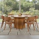 Ver imagem 1 de Conjunro Jantar Mesa Palmas Redonda C/ 6 Caderias Linha Alta:courino Marrom