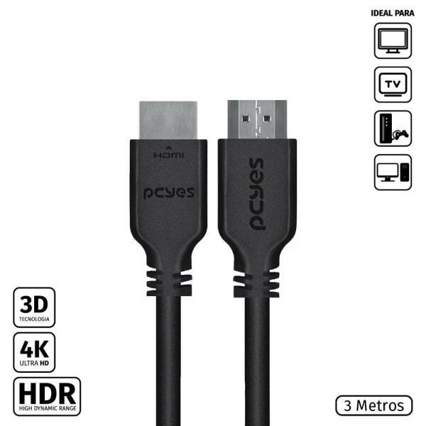Cabo HDMI 2.0 4K 30AWG Cobre Puro 3 Metros - PHM20-3 - 1