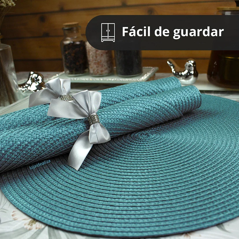 6 Jogo Americano Redondo Mesa Posta Sousplat Luxo Pvc Maz3 - 6