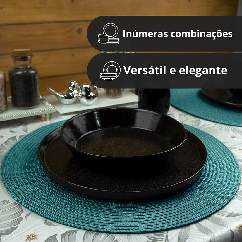 6 Jogo Americano Redondo Mesa Posta Sousplat Luxo Pvc Maz3 - 2