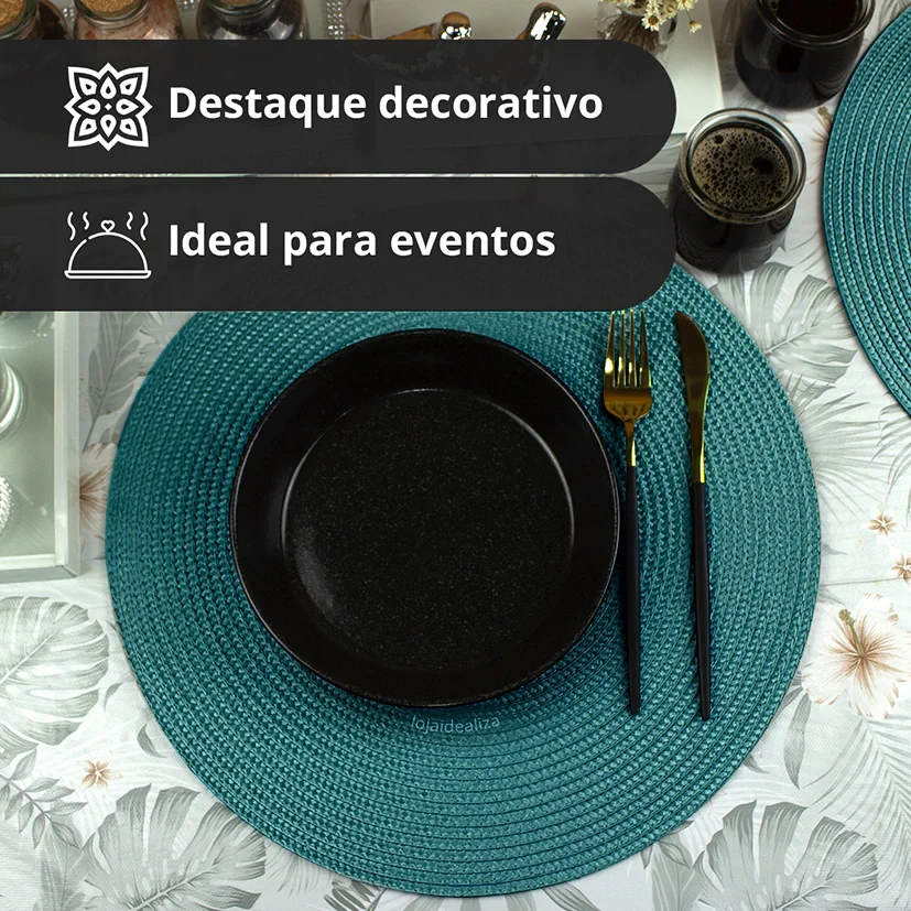 6 Jogo Americano Redondo Mesa Posta Sousplat Luxo Pvc Maz3 - 3