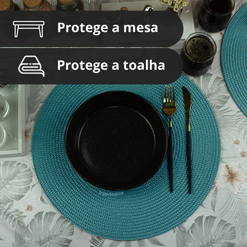 6 Jogo Americano Redondo Mesa Posta Sousplat Luxo Pvc Maz3 - 5