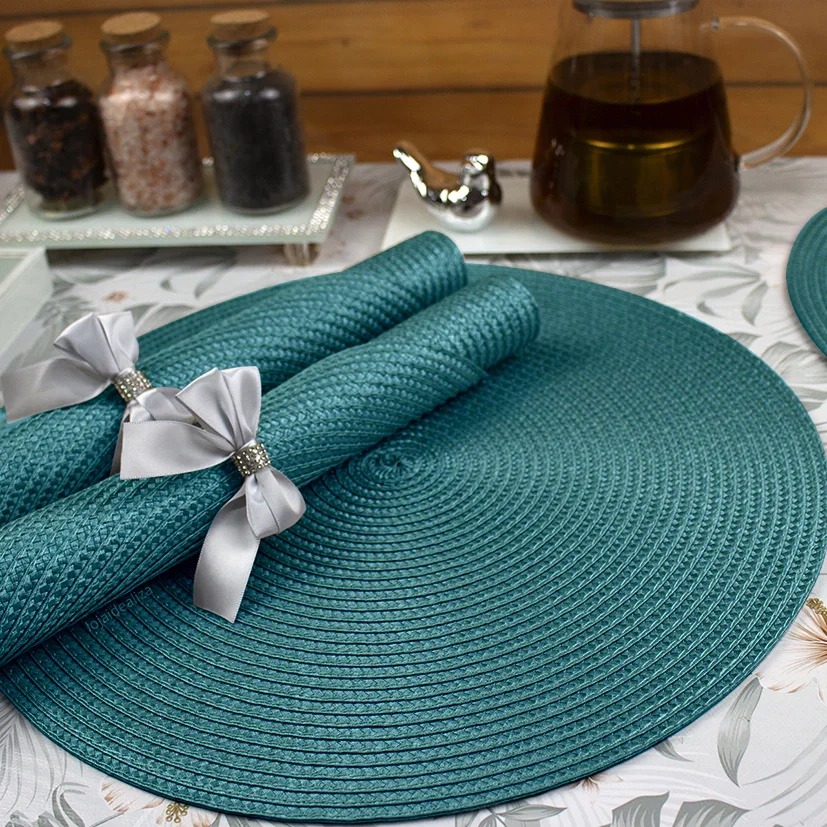 6 Jogo Americano Redondo Mesa Posta Sousplat Luxo Pvc Maz3 - 1