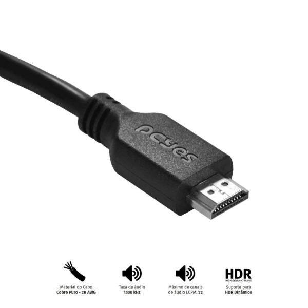 Cabo HDMI ULTRA 2.1 28AWG Puro Cobre 10K 2 Metros - PHM21-2 - 3
