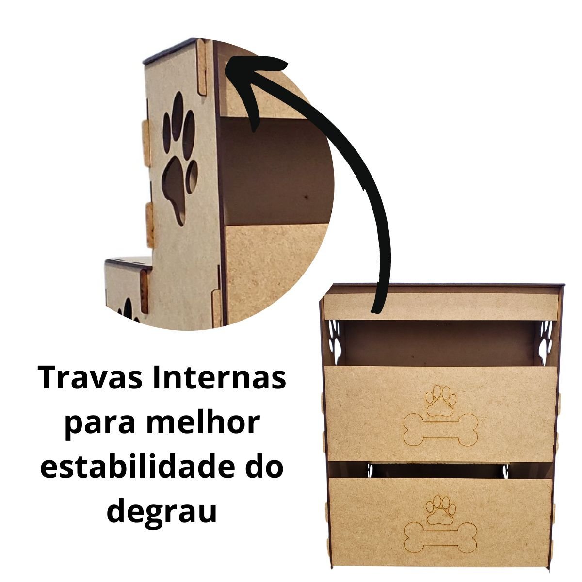 Escada 3 Degraus Micro Pet's em Madeira Mdf de 3 Mm Fácil Montagem - 4