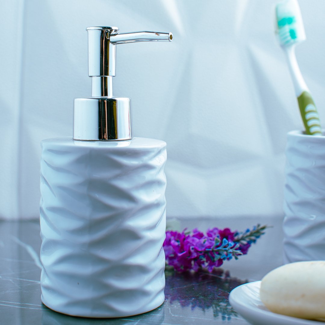 Kit Para Banheiro Lavabo de Cerâmica Branco Cannes 3 Peças Casa Limpa - 3