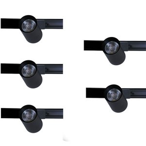 Kit 5 Spot Led Poptem para Trilho Eletrificado Preto 7w 3000k Bivolt