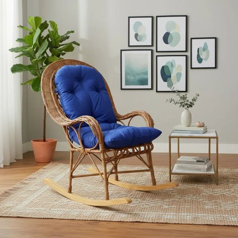 Cadeira Balanço Vime Pavão com Almofada