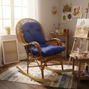 Ver imagem 2 de Cadeira Balanço Vime Pavão com Almofada