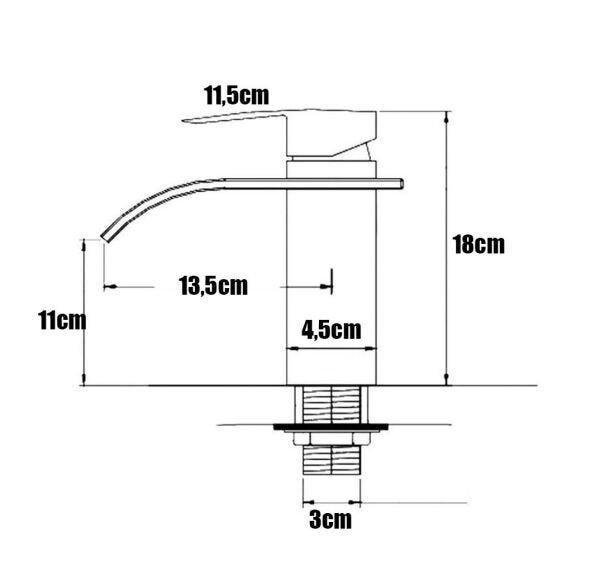 Torneira Banheiro Cascata Monocomando Quadrada Água Quente e Fria Misturador - 4