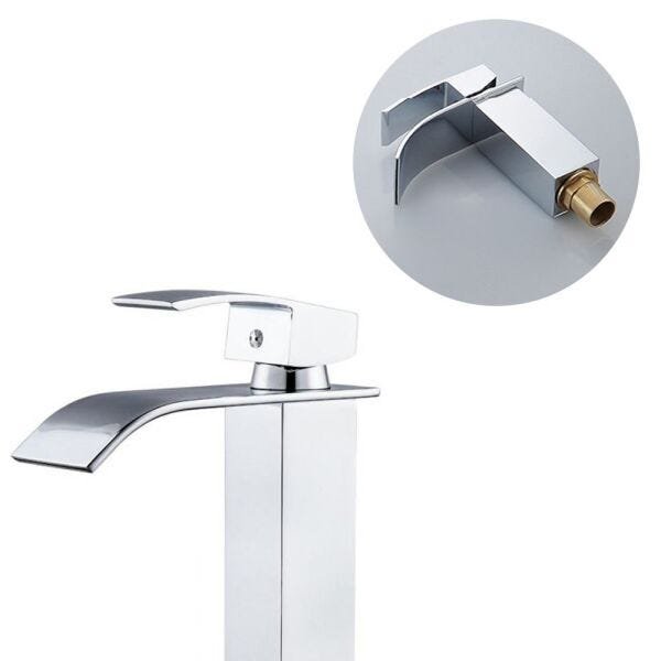 Torneira Banheiro Cascata Monocomando Quadrada Água Quente e Fria Misturador - 1