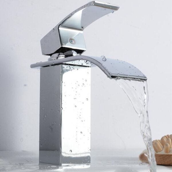 Torneira Banheiro Cascata Monocomando Quadrada Água Quente e Fria Misturador - 2