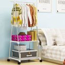 Ver imagem 6 de Arara de Roupas Sapateira Cabideiro Multifuncoes Closet Prateleira Com Rodas